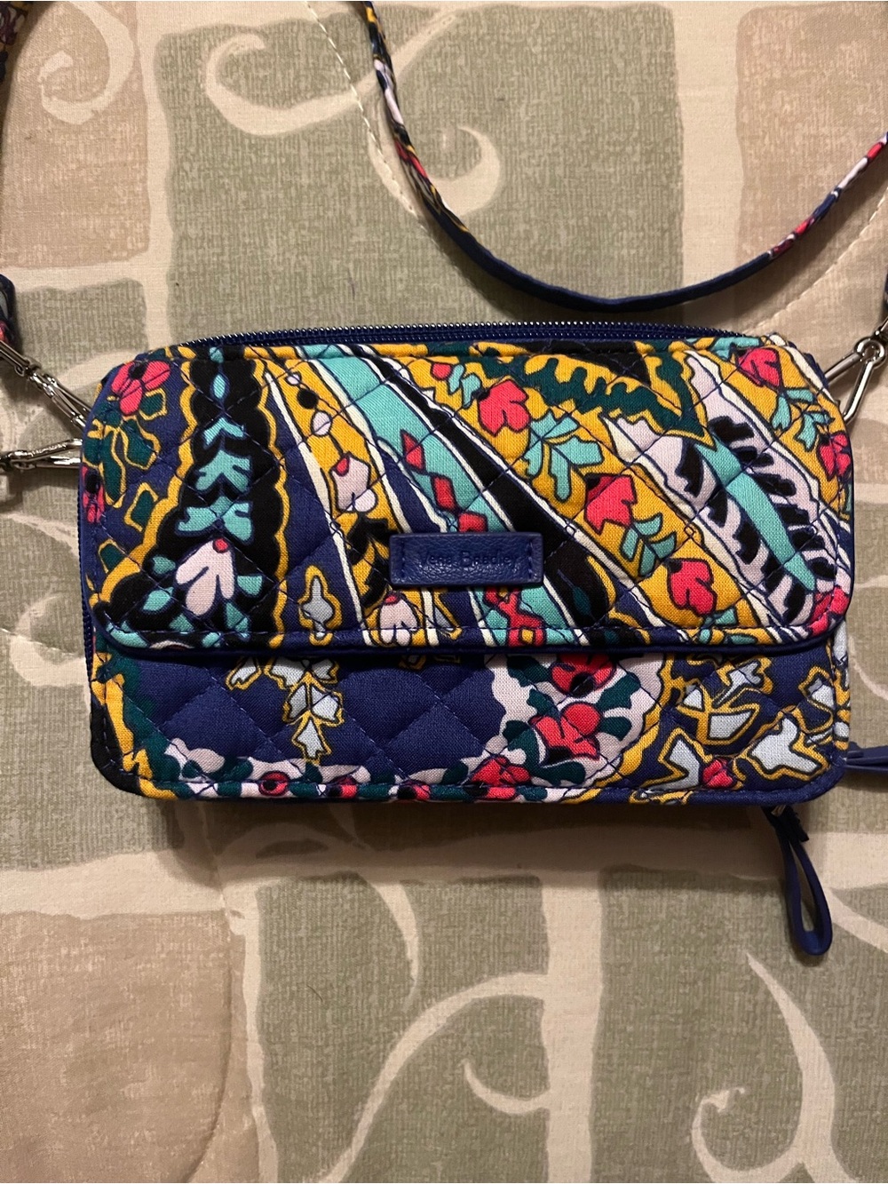 Vera Bradley Navy Multicolor Quilted Crossbody Wallet